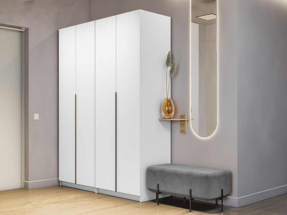 Шкафы распашные, Шкаф складной Е1 Локер ("Гармошка") 162х52.5х220 см,с двумя комплектами полок и модулем