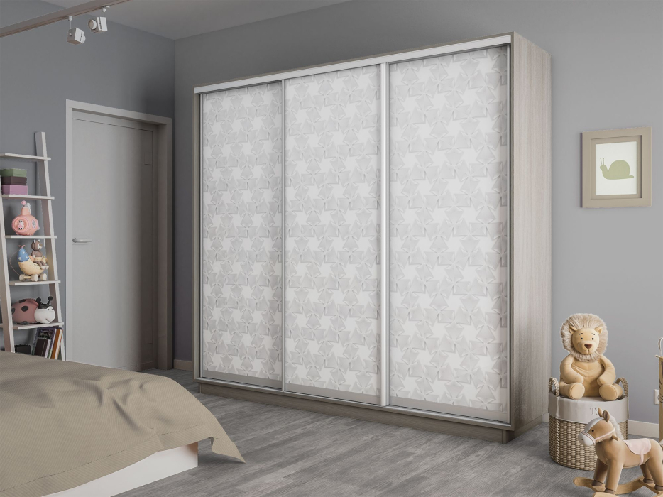 Шкафы-купе 3-х дверные, Шкаф-купе Экспресс 3-х дверный Фотопечать Калейдоскоп Стекла 240х60х220