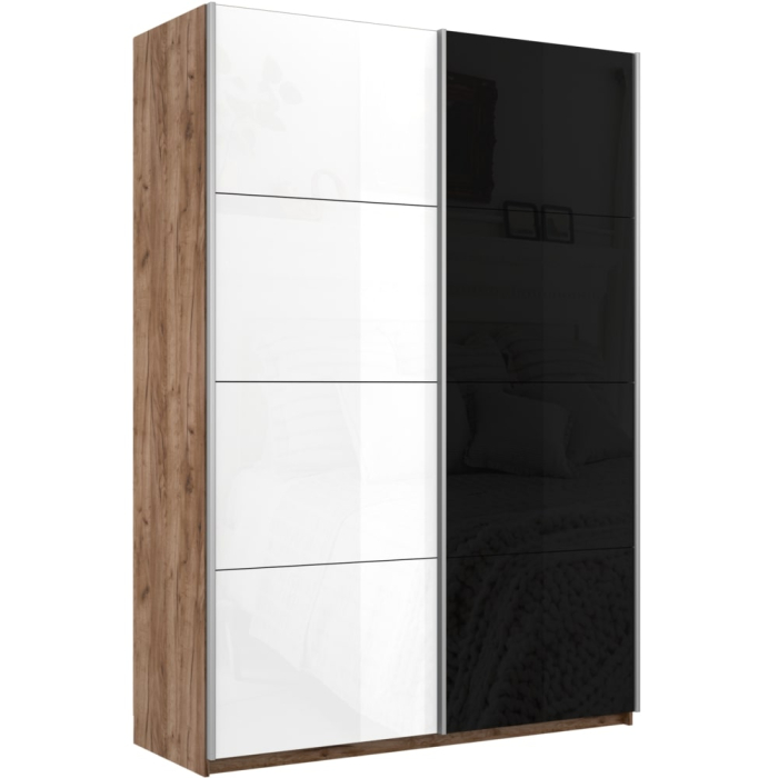 Шкафы-купе 2-х дверные, Шкаф-купе Прайм 2-х дверный Стекло белое/Стекло черное/Доводчики 160х57х230