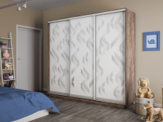 Шкафы-купе 3-х дверные, Шкаф-купе Экспресс 3-х дверный Фотопечать Ленты Стекла 180х45х240