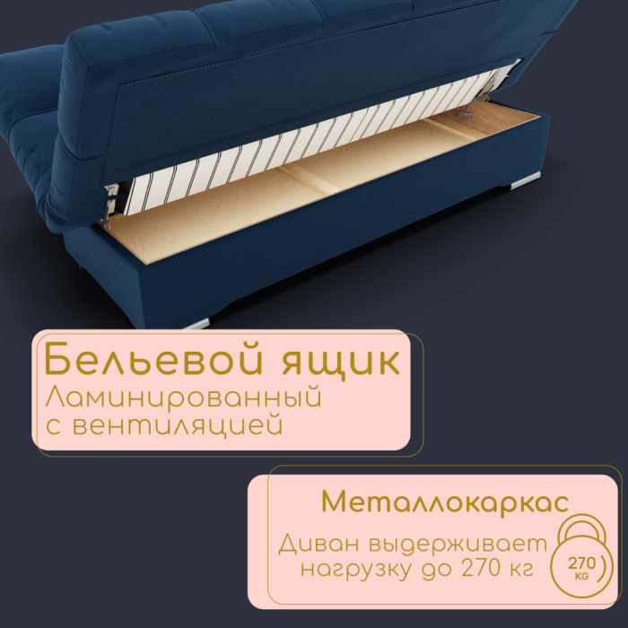 Диваны с ящиком для белья, Прямой диван Финка ППУ, велюр