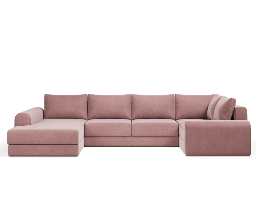 Диваны угловые в гостиную, Угловой диван Модерно П-образный, велюр