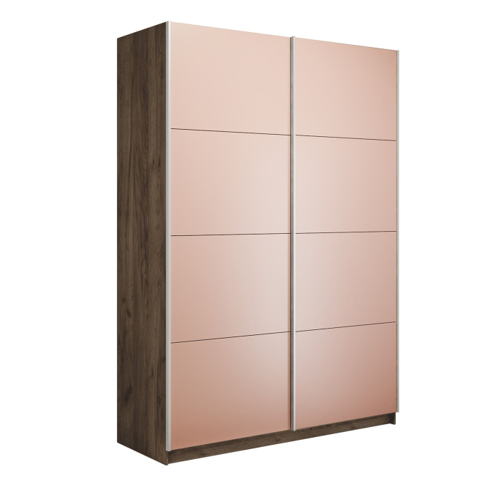 Шкафы-купе 2-х дверные, Шкаф-купе Прайм 2-х дверный Стекла пудра/Доводчики 140х57х230