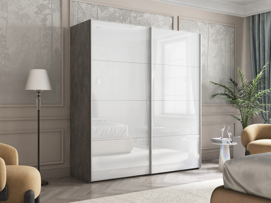 Шкафы-купе 2-х дверные, Шкаф-купе Эста Стекло белое+Стекло белое 200х66х240