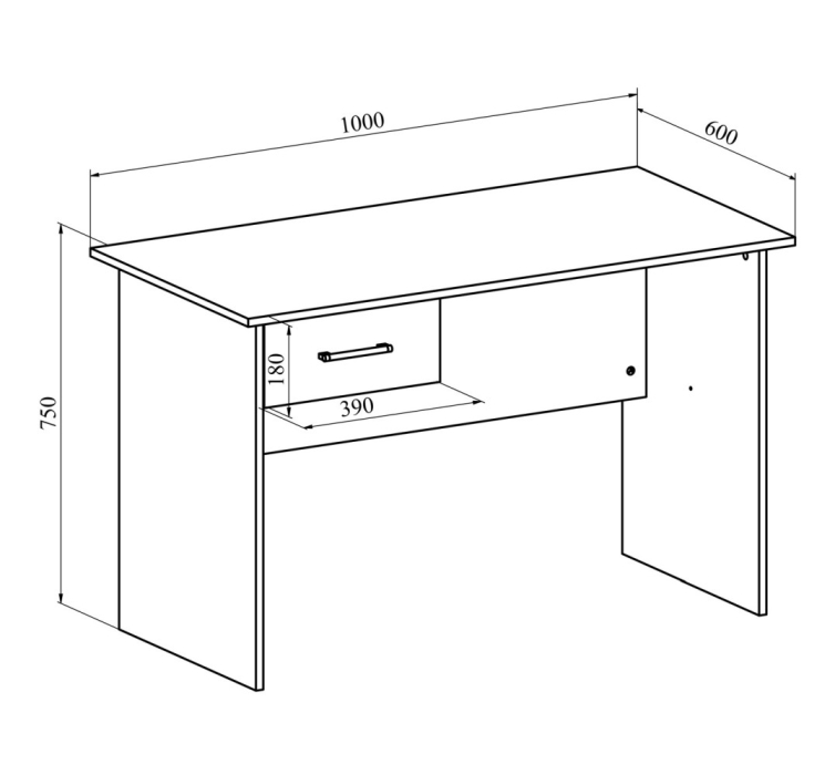 Прямые, Стол с тумбой  ОФ-111К+ОФ-26