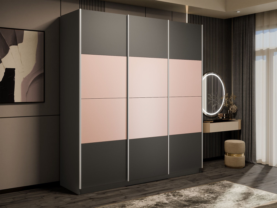 Шкафы-купе 3-х дверные, Шкаф-купе Эста 3-х дверный ДСП/Стекла пудра/Доводчик 240х66х240