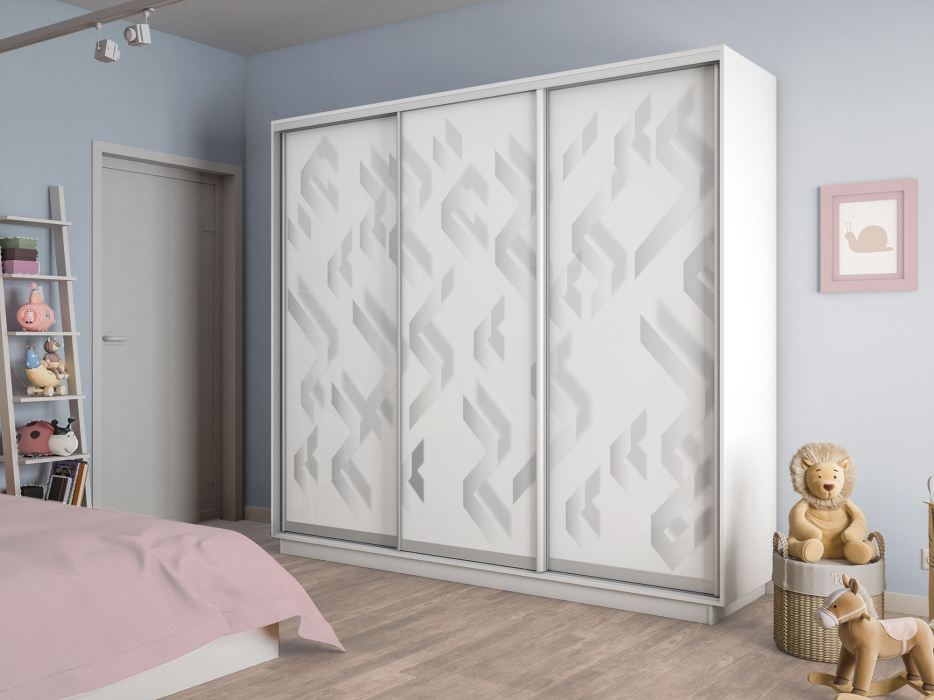 Шкафы-купе 3-х дверные, Шкаф-купе Экспресс 3-х дверный Фотопечать Ленты Стекла 240х45х240