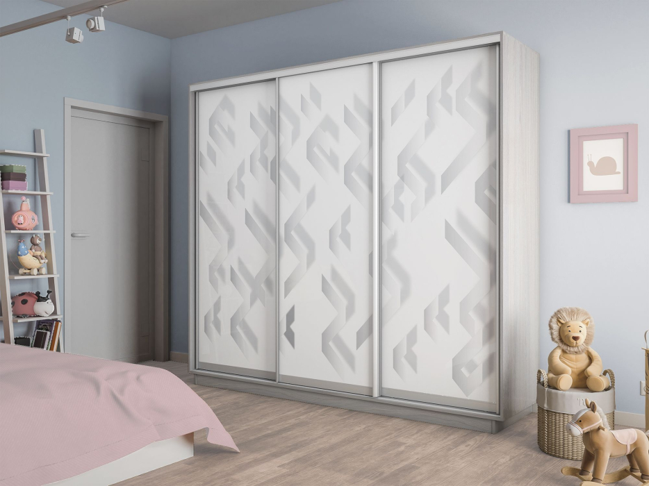 Шкафы-купе 3-х дверные, Шкаф-купе Экспресс 3-х дверный Фотопечать Ленты Стекла 210х45х240