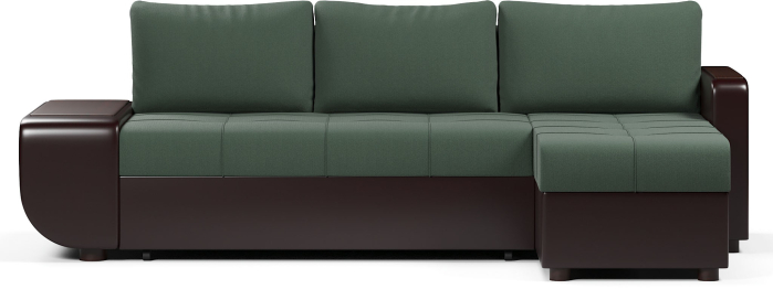 Диван-кровать угловой Атланта со столиком еврокнижка,велюр+экокожа