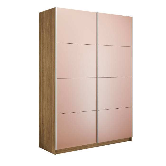 Шкафы-купе 2-х дверные, Шкаф-купе Прайм 2-х дверный Стекла пудра/Доводчики 140х57х230