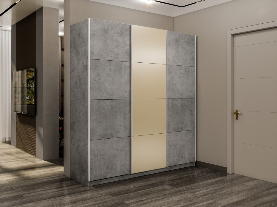 Шкафы-купе 3-х дверные, Шкаф-купе Прайм 3-х дверный Стекла фисташка/ДСП/Доводчики 210х57х230